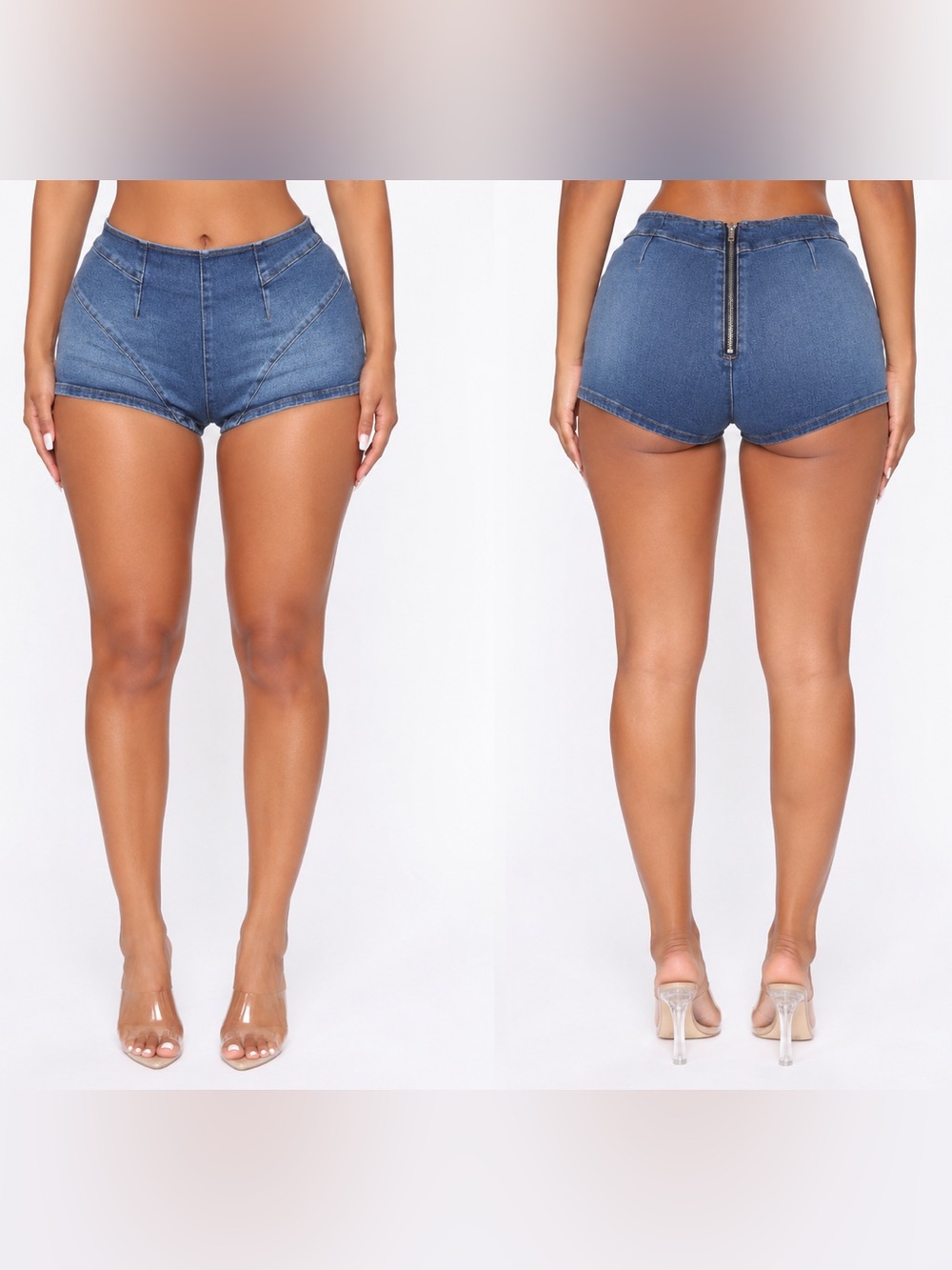 Fashion Nova Denim Zip Back Short Shorts NWT Size 15